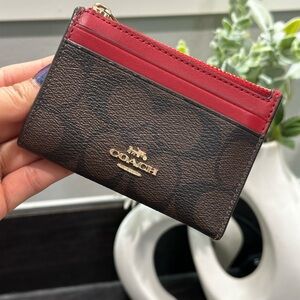 Coach Brown and Red Card Holder